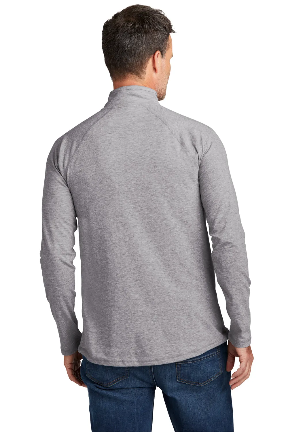 Carhartt Mens Force Moisture Wicking 1/4 Zip Long Sleeve T-Shirt w/ Pocket - Heather Grey