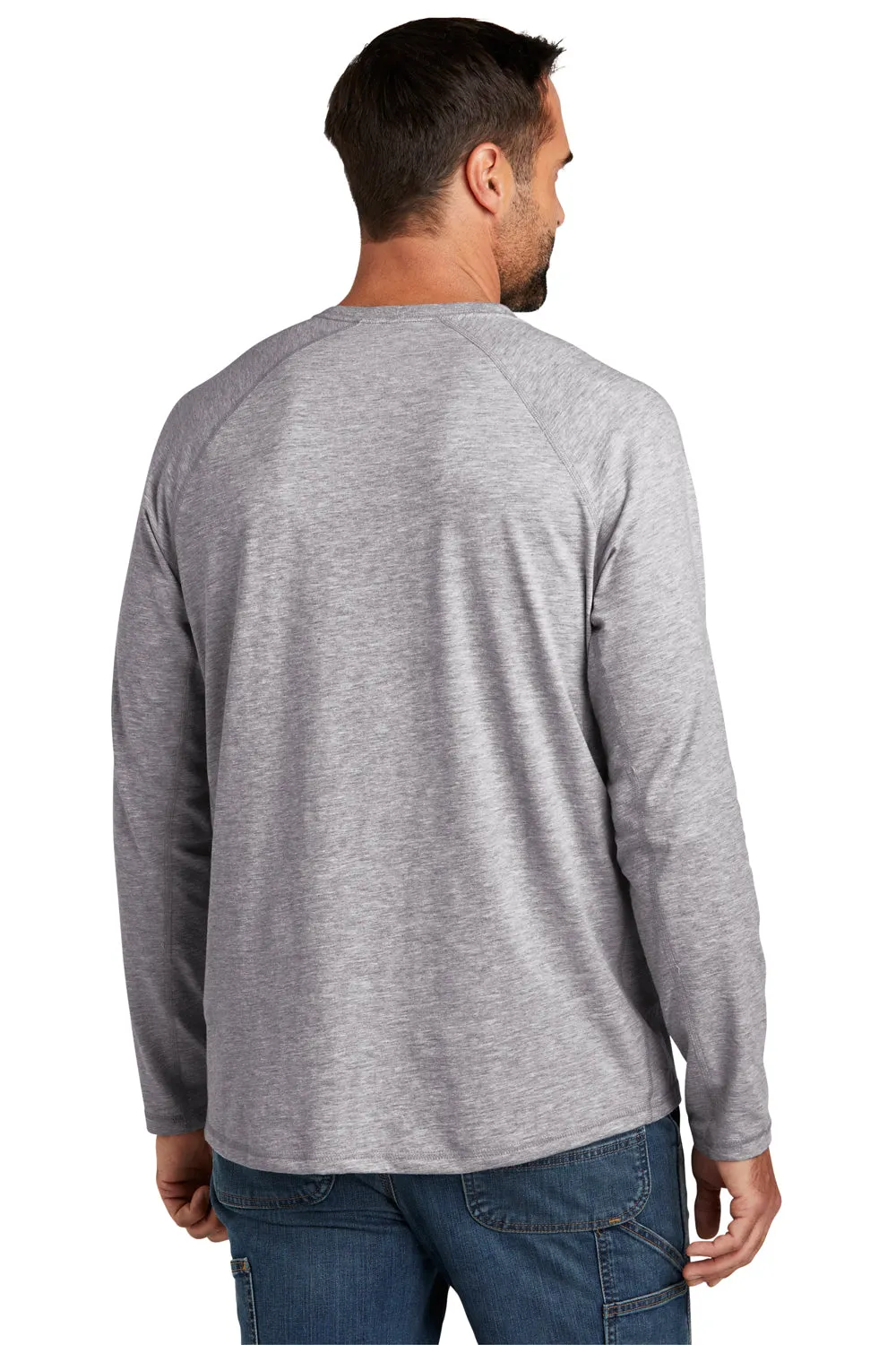 Carhartt Mens Force Moisture Wicking Long Sleeve Crewneck T-Shirt w/ Pocket - Heather Grey