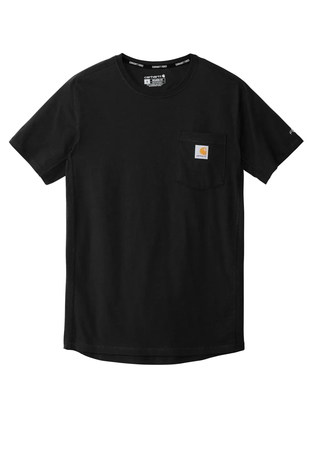 Carhartt Mens Force Moisture Wicking Short Sleeve Crewneck T-Shirt w/ Pocket - Black