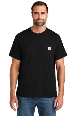 Carhartt Mens Force Moisture Wicking Short Sleeve Crewneck T-Shirt w/ Pocket - Black