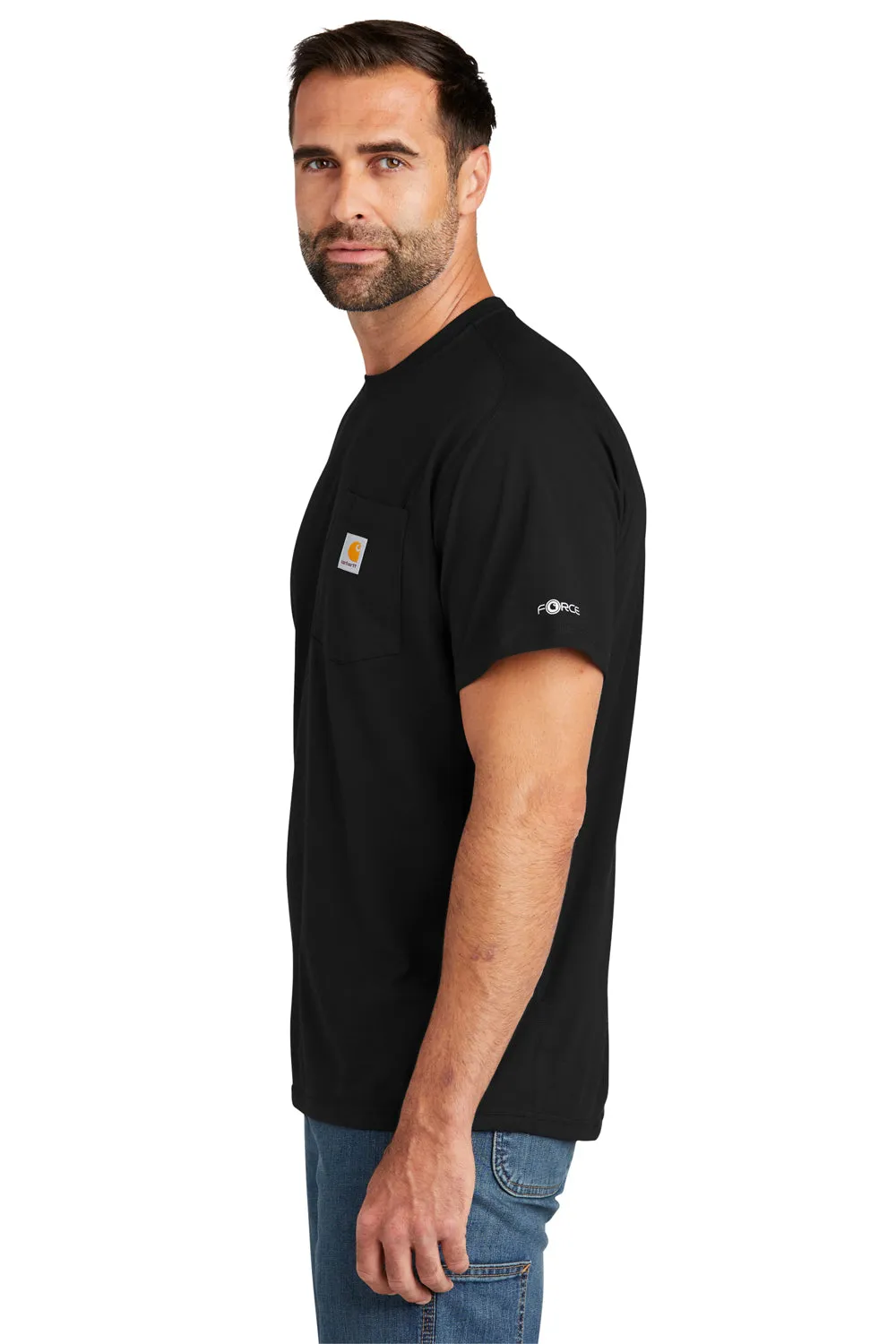Carhartt Mens Force Moisture Wicking Short Sleeve Crewneck T-Shirt w/ Pocket - Black