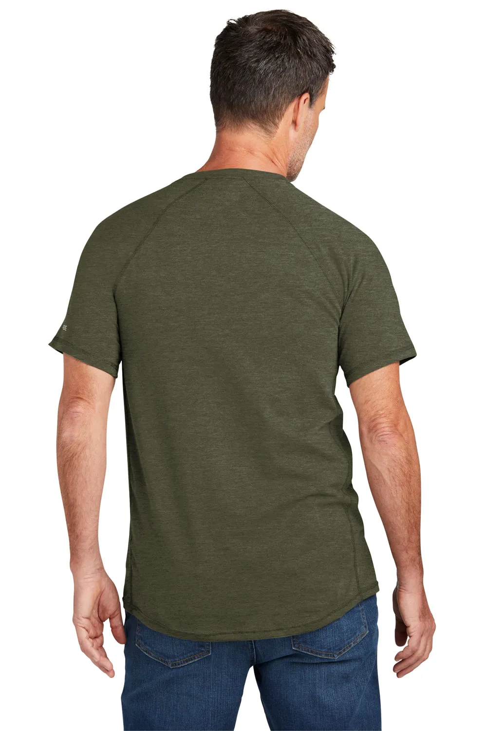 Carhartt Mens Force Moisture Wicking Short Sleeve Crewneck T-Shirt w/ Pocket - Heather Basil Green