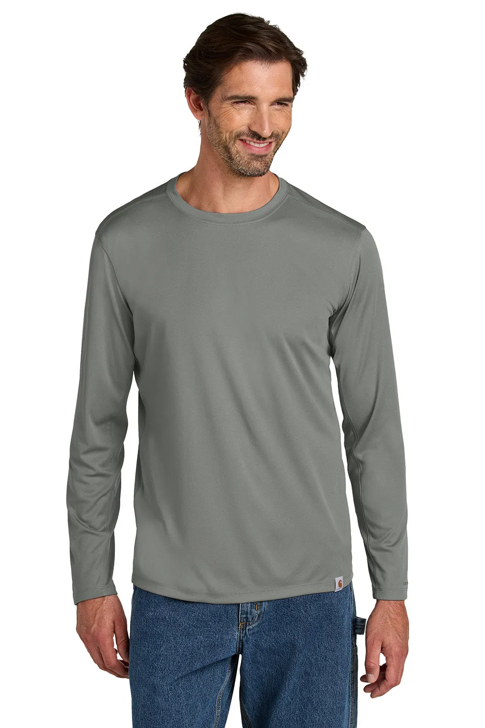 Carhartt Mens Force Sun Defender Moisture Wicking Long Sleeve Crewneck T-Shirt - Asphalt Grey