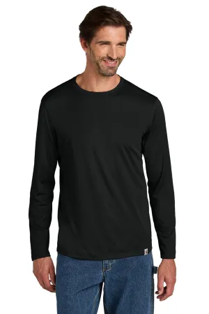 Carhartt Mens Force Sun Defender Moisture Wicking Long Sleeve Crewneck T-Shirt - Black