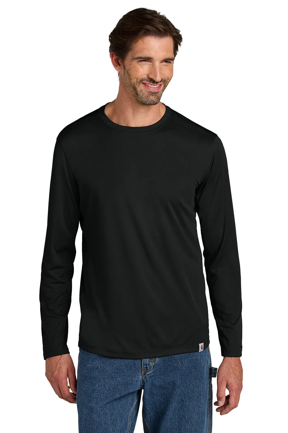 Carhartt Mens Force Sun Defender Moisture Wicking Long Sleeve Crewneck T-Shirt - Black