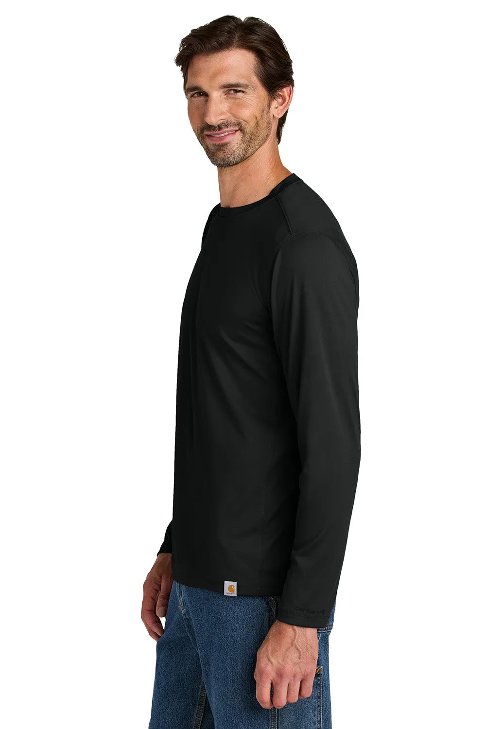 Carhartt Mens Force Sun Defender Moisture Wicking Long Sleeve Crewneck T-Shirt - Black