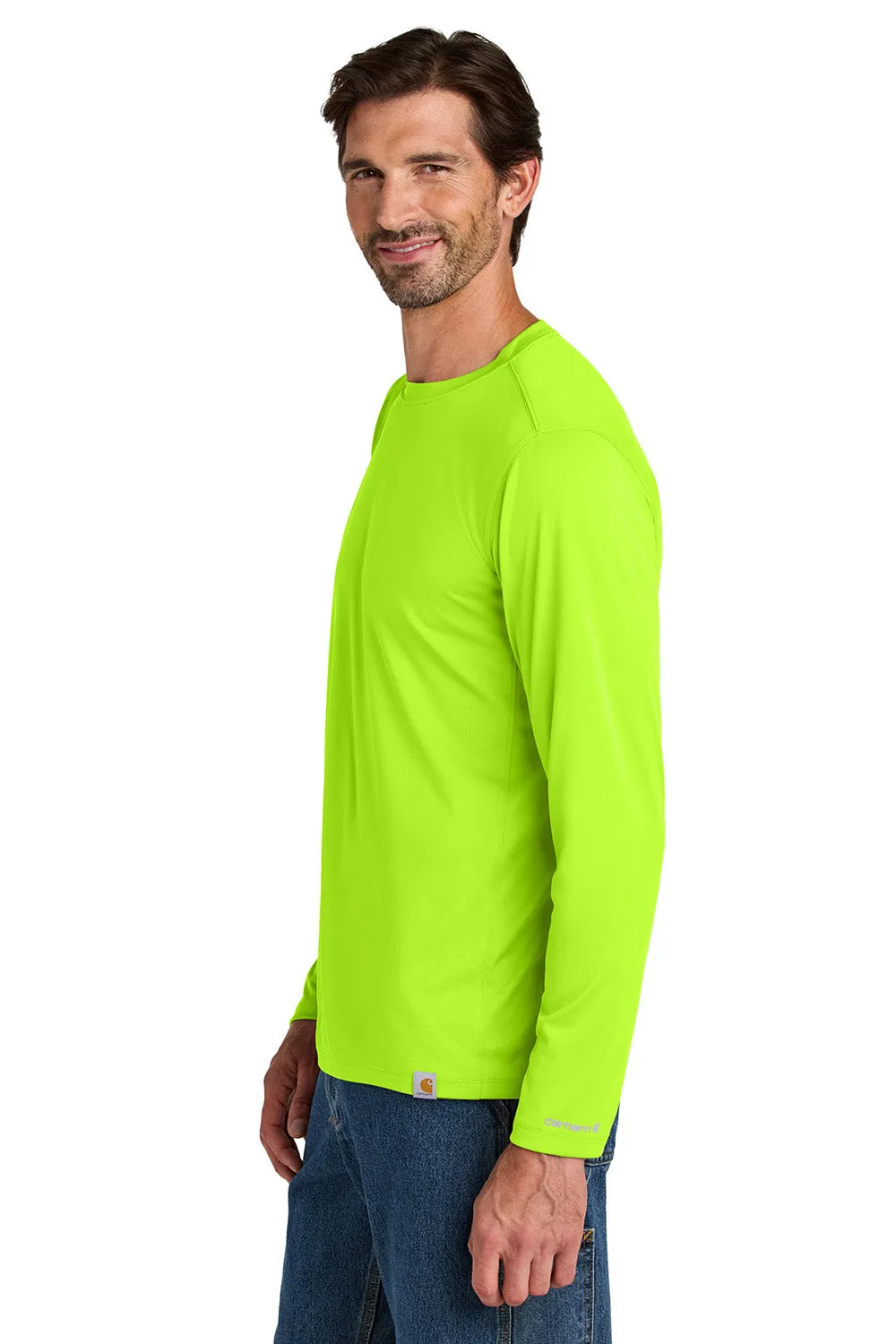 Carhartt Mens Force Sun Defender Moisture Wicking Long Sleeve Crewneck T-Shirt - Brite Lime Green