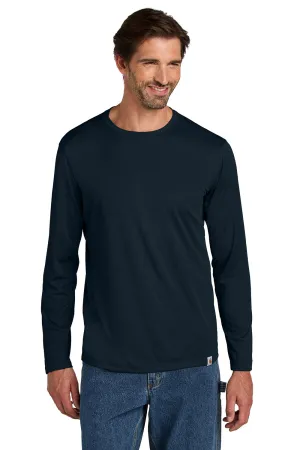 Carhartt Mens Force Sun Defender Moisture Wicking Long Sleeve Crewneck T-Shirt - Navy Blue