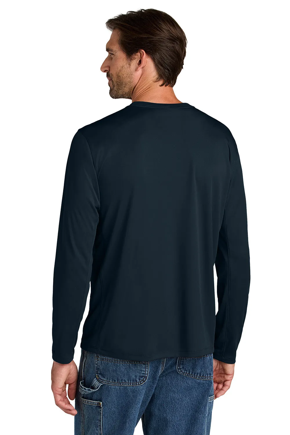 Carhartt Mens Force Sun Defender Moisture Wicking Long Sleeve Crewneck T-Shirt - Navy Blue
