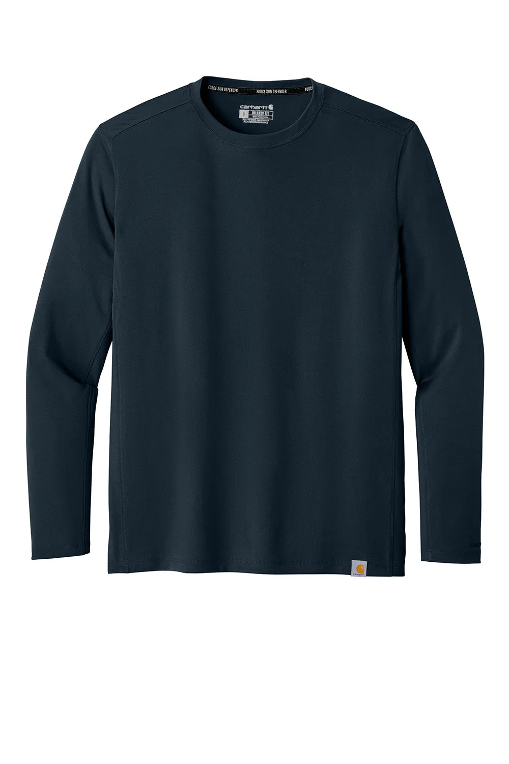 Carhartt Mens Force Sun Defender Moisture Wicking Long Sleeve Crewneck T-Shirt - Navy Blue