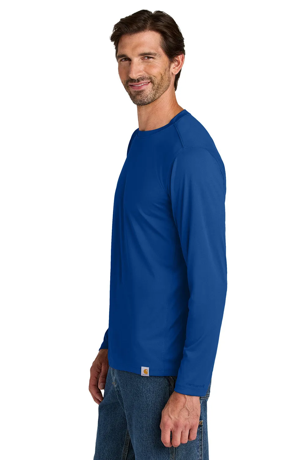 Carhartt Mens Force Sun Defender Moisture Wicking Long Sleeve Crewneck T-Shirt - Royal Glass Blue