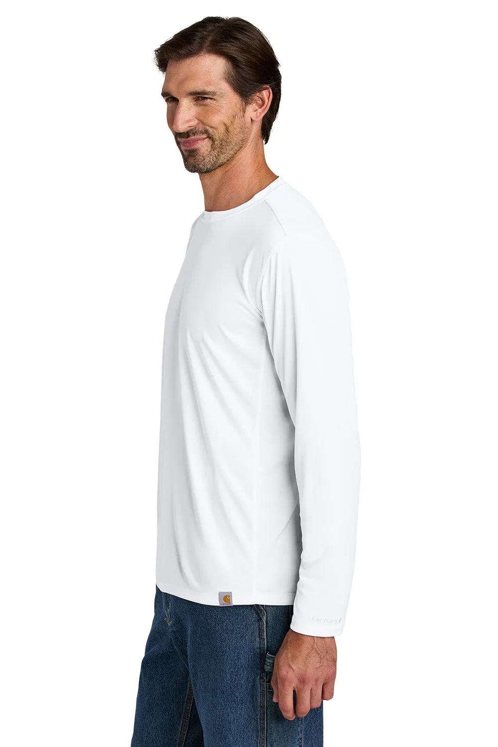 Carhartt Mens Force Sun Defender Moisture Wicking Long Sleeve Crewneck T-Shirt - White