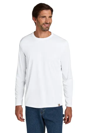 Carhartt Mens Force Sun Defender Moisture Wicking Long Sleeve Crewneck T-Shirt - White