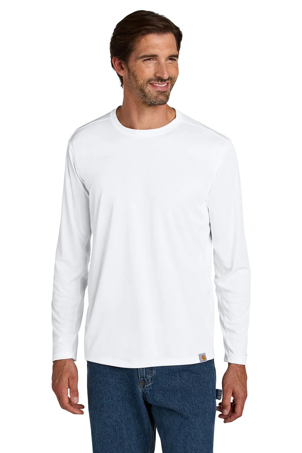 Carhartt Mens Force Sun Defender Moisture Wicking Long Sleeve Crewneck T-Shirt - White
