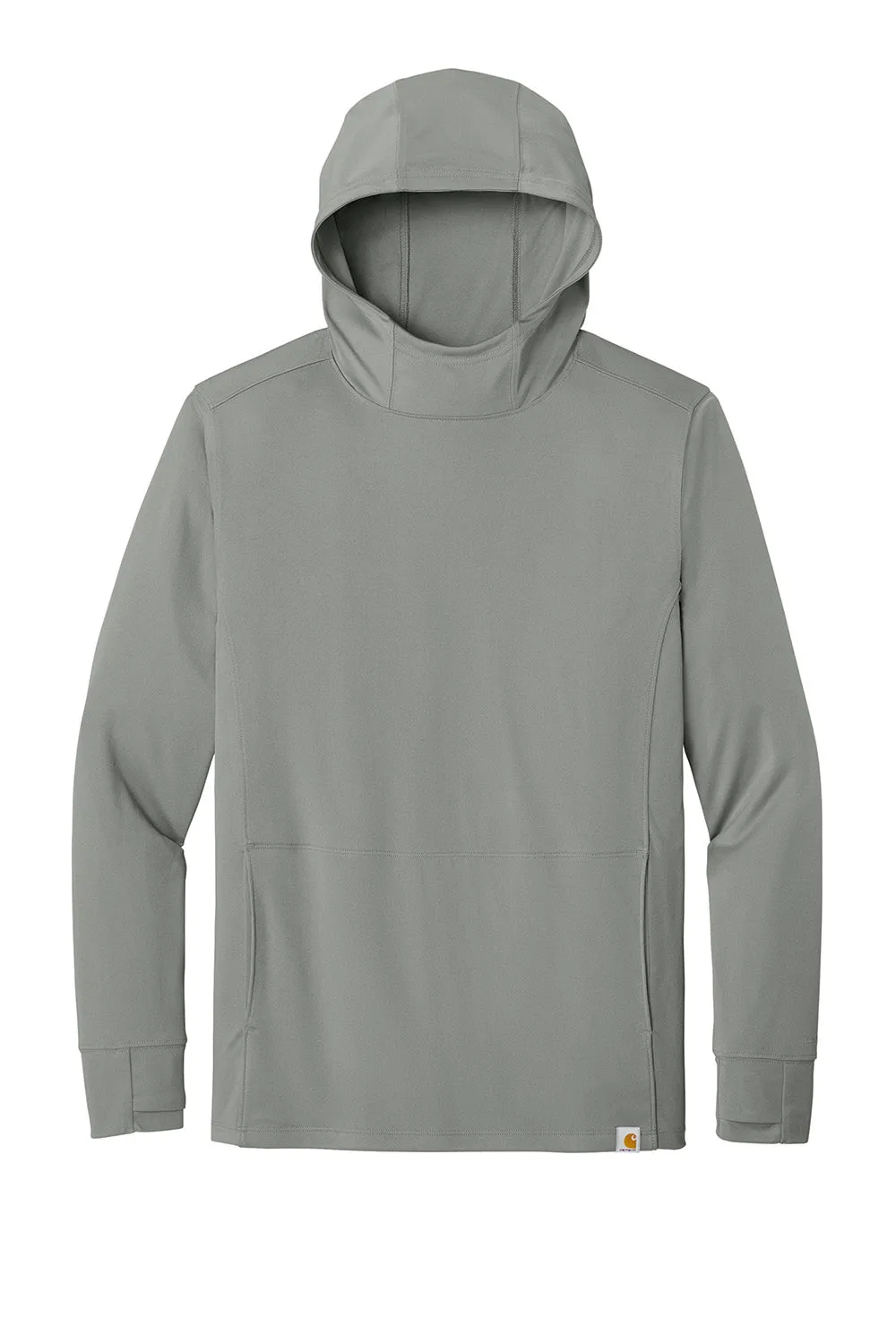 Carhartt Mens Force Sun Defender Moisture Wicking Long Sleeve Hooded T-Shirt Hoodie w/ Pouch Pocket - Asphalt Grey