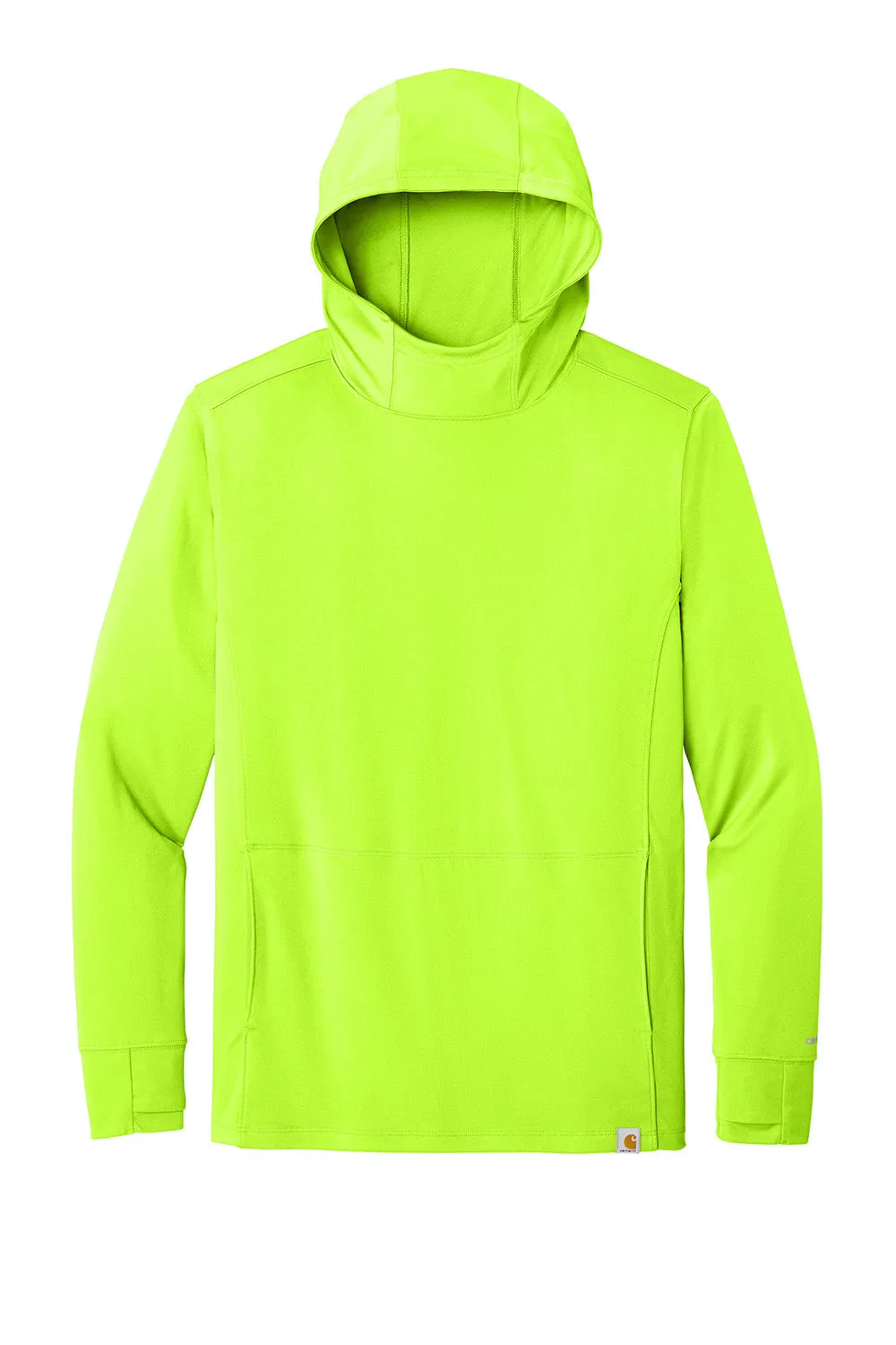 Carhartt Mens Force Sun Defender Moisture Wicking Long Sleeve Hooded T-Shirt Hoodie w/ Pouch Pocket - Brite Lime Green