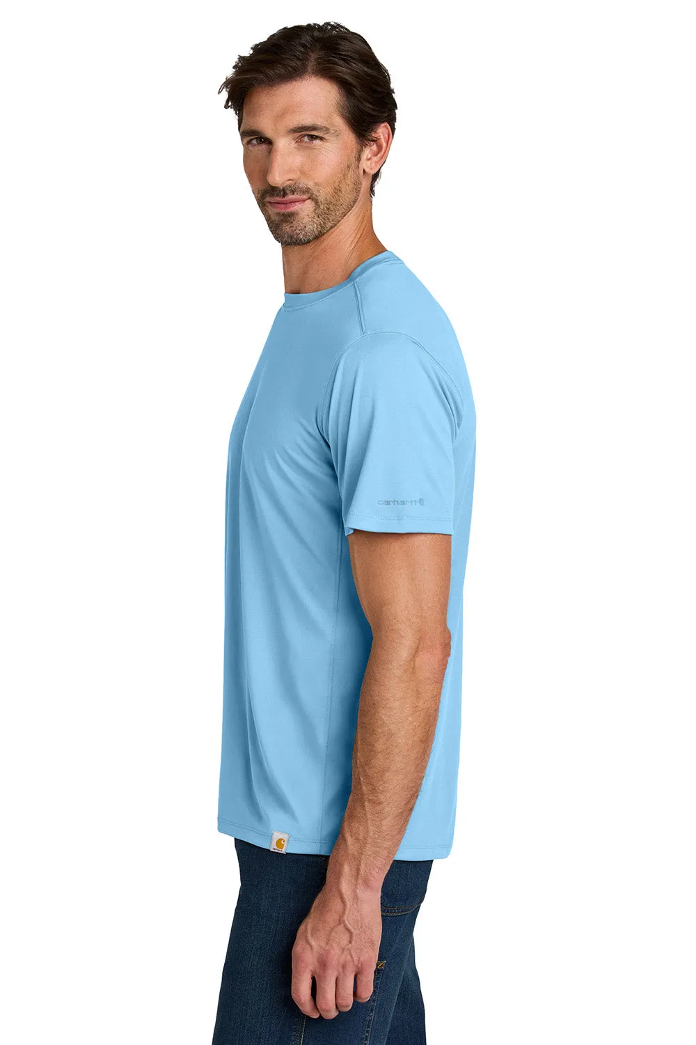 Carhartt Mens Force Sun Defender Moisture Wicking Short Sleeve Crewneck T-Shirt - Fresh Water Blue