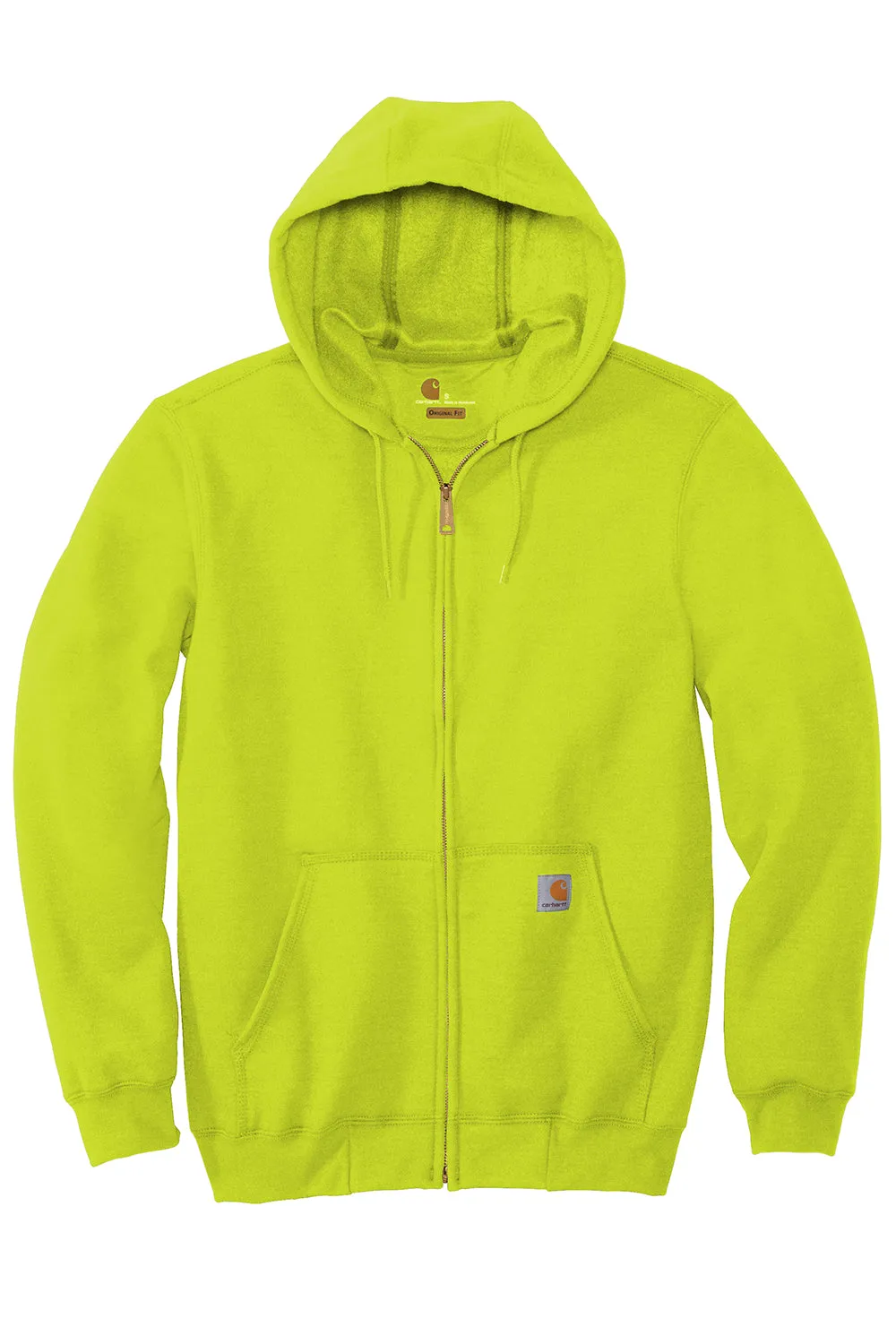 Carhartt Mens Full Zip Hooded Sweatshirt Hoodie w/ Pockets - Brite Lime Green