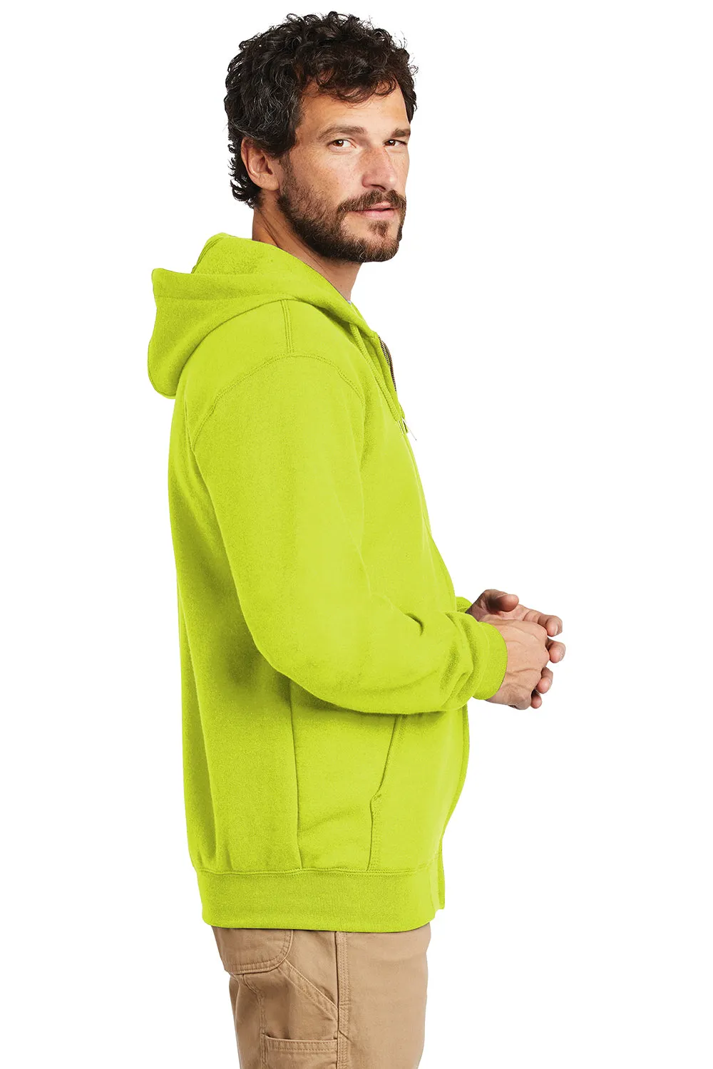 Carhartt Mens Full Zip Hooded Sweatshirt Hoodie w/ Pockets - Brite Lime Green