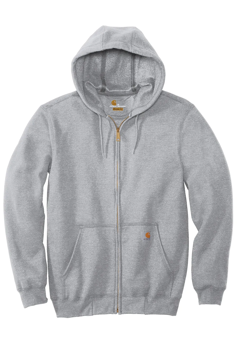 Carhartt Mens Full Zip Hooded Sweatshirt Hoodie w/ Pockets - Heather Grey