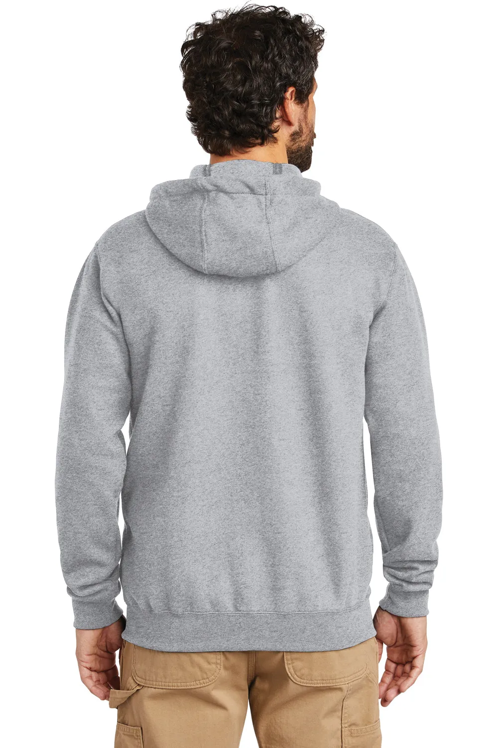 Carhartt Mens Full Zip Hooded Sweatshirt Hoodie w/ Pockets - Heather Grey