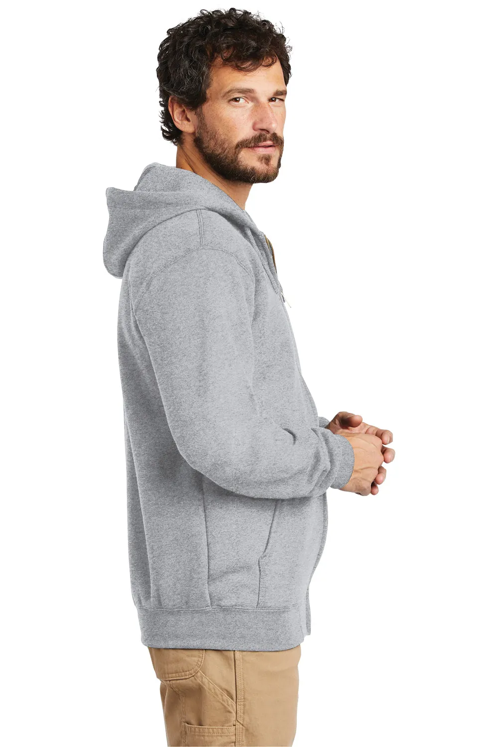 Carhartt Mens Full Zip Hooded Sweatshirt Hoodie w/ Pockets - Heather Grey