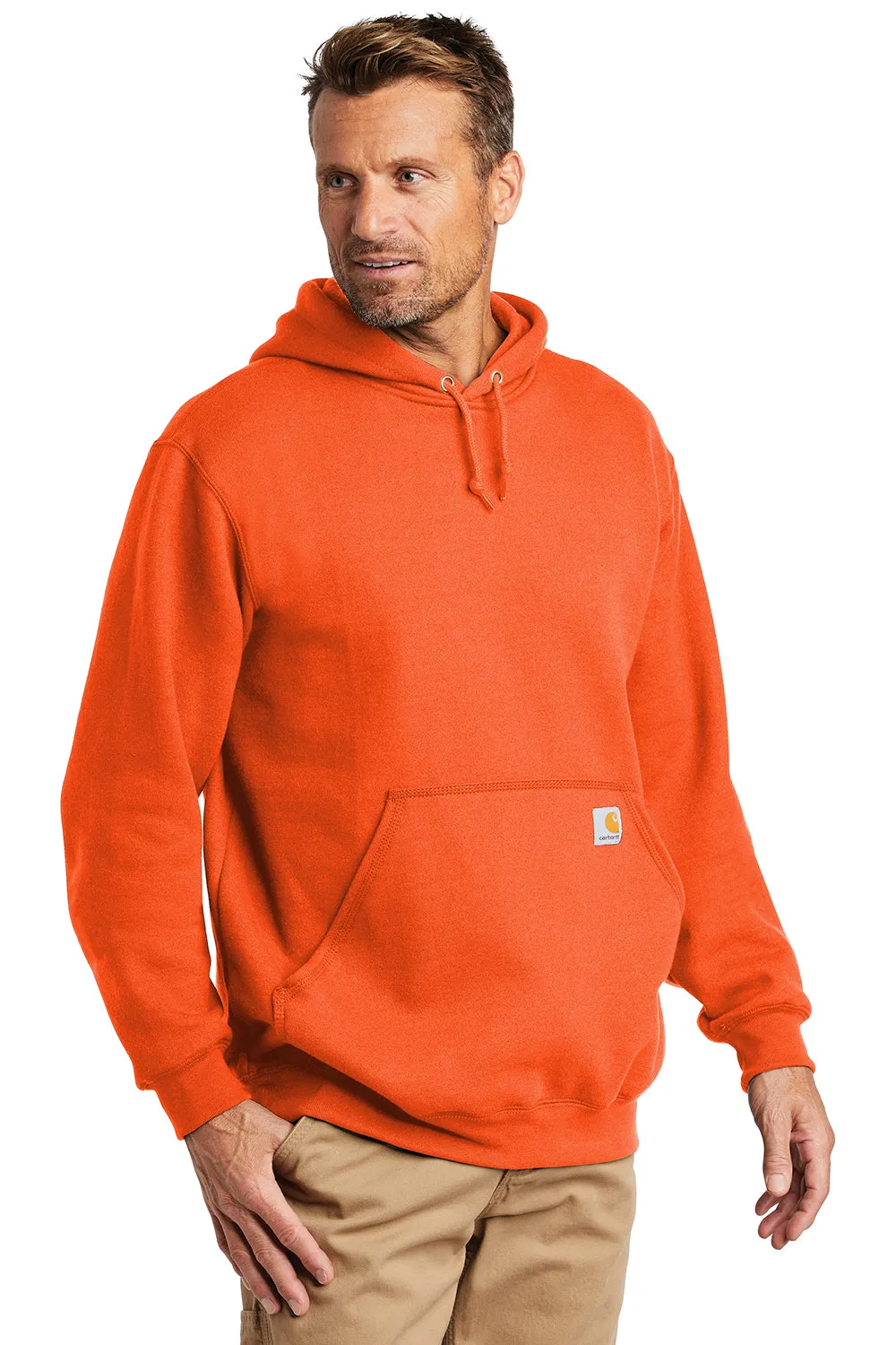 Carhartt Mens Hooded Sweatshirt Hoodie w/ Pouch Pocket - Brite Orange