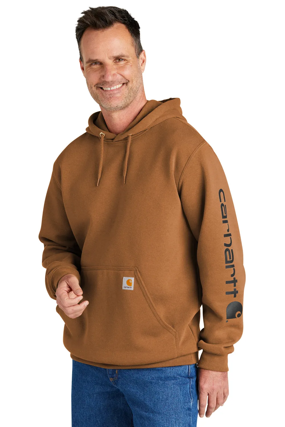 Carhartt Mens Hooded Sweatshirt Hoodie w/ Pouch Pocket - Carhartt Brown
