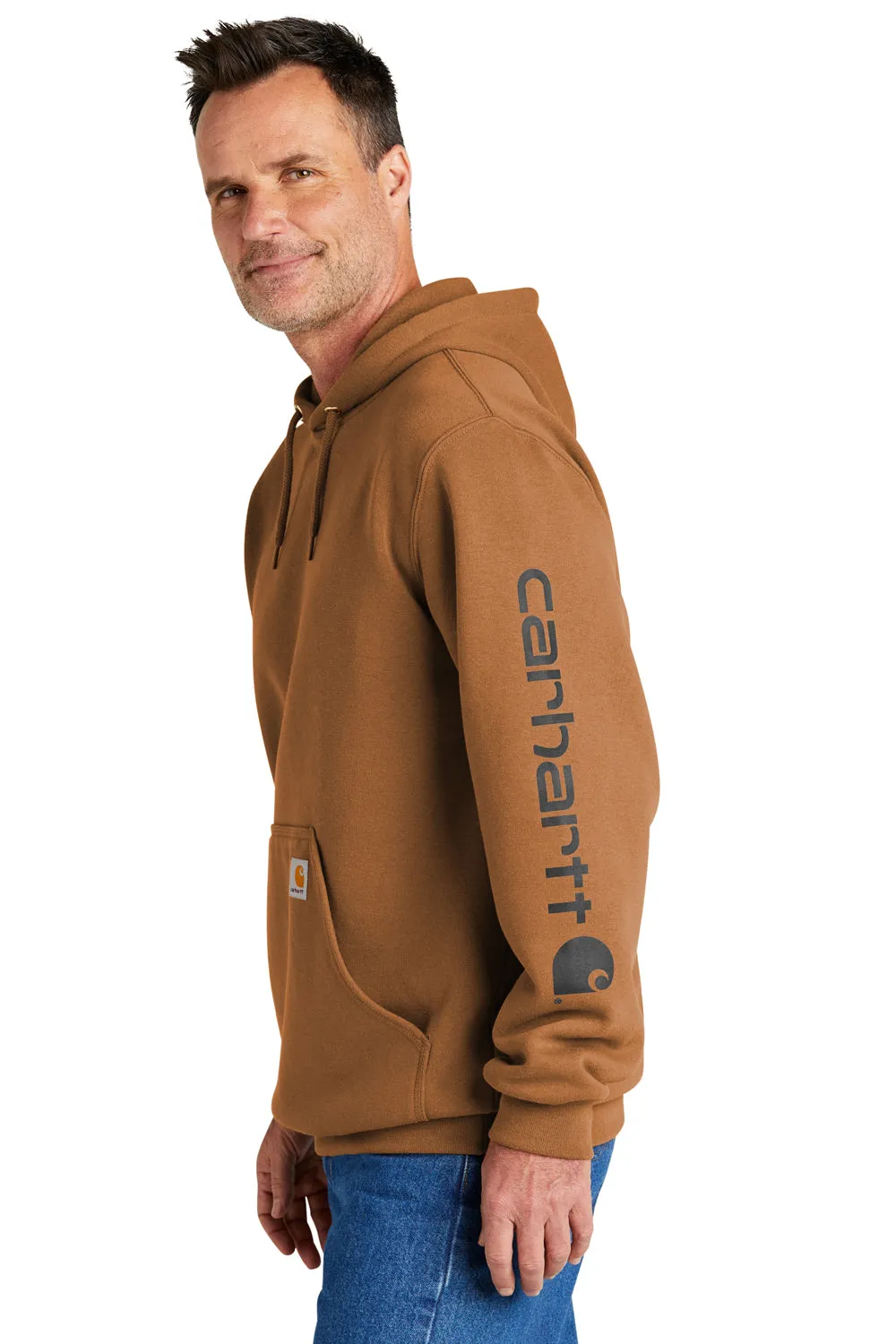 Carhartt Mens Hooded Sweatshirt Hoodie w/ Pouch Pocket - Carhartt Brown