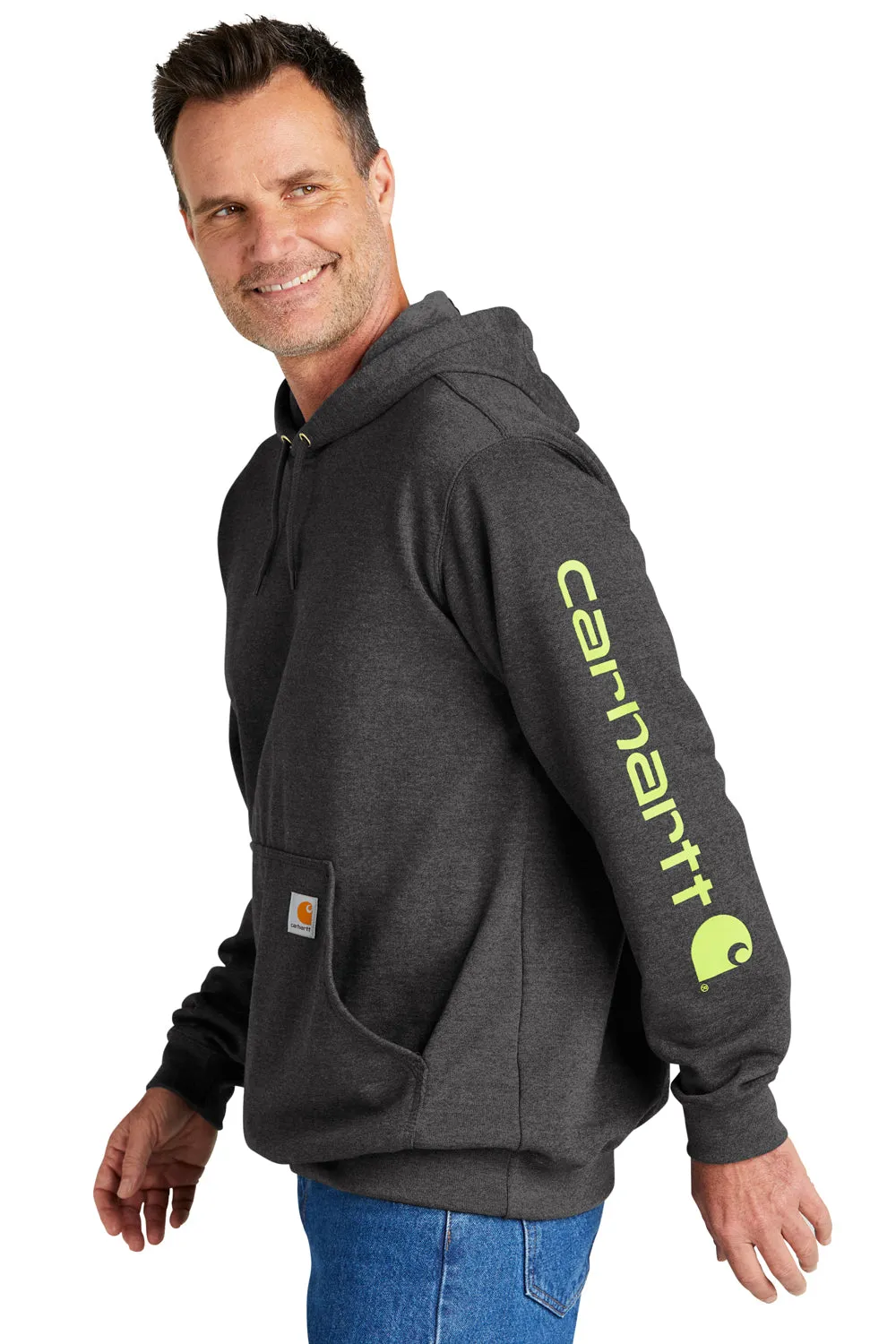 Carhartt Mens Hooded Sweatshirt Hoodie w/ Pouch Pocket - Heather Carbon Grey
