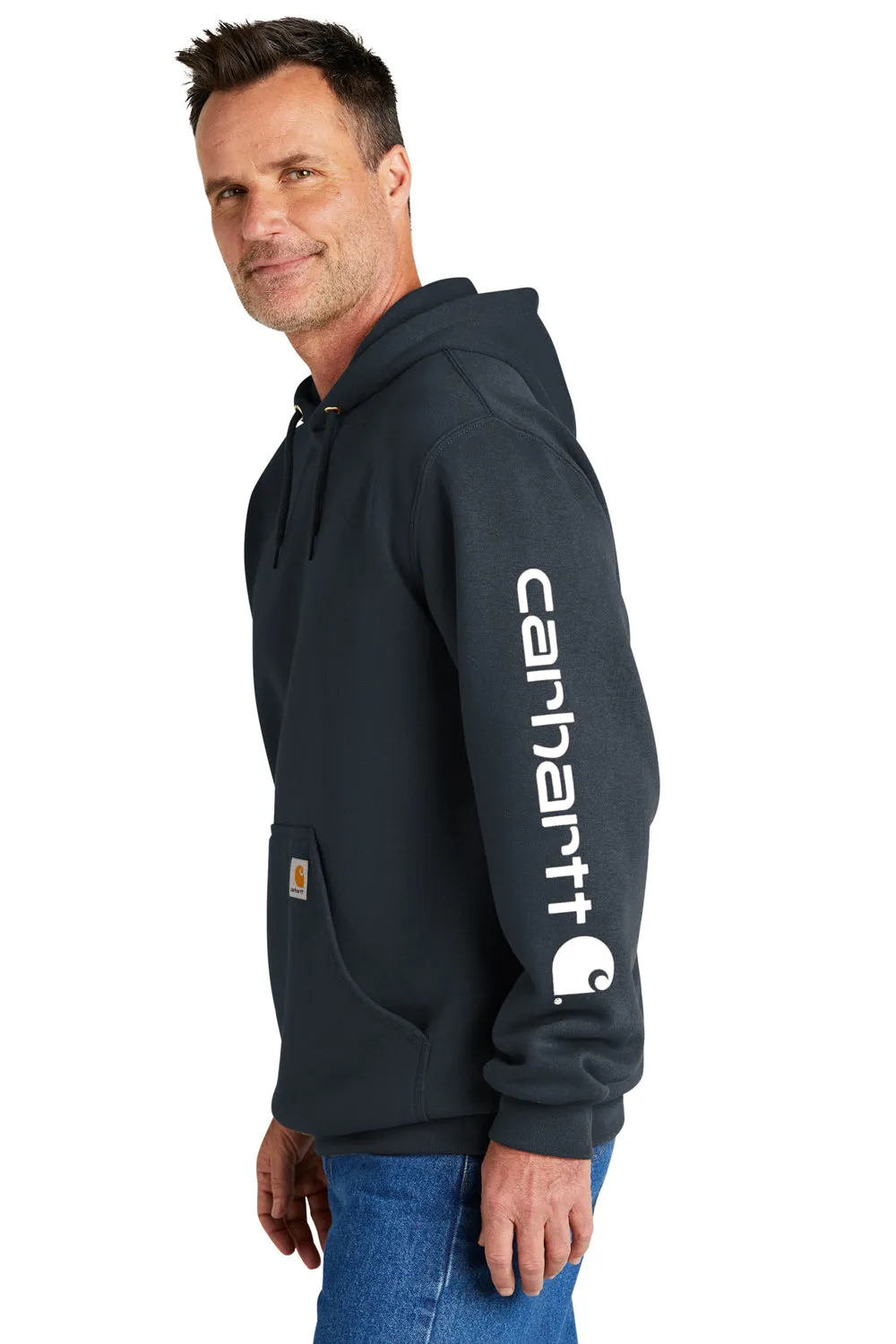 Carhartt Mens Hooded Sweatshirt Hoodie w/ Pouch Pocket - New Navy Blue
