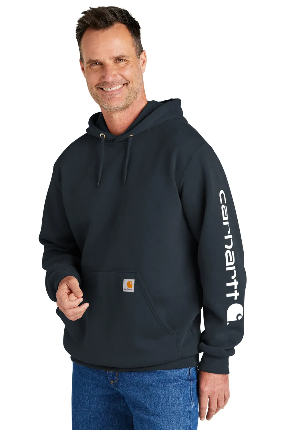 Carhartt Mens Hooded Sweatshirt Hoodie w/ Pouch Pocket - New Navy Blue