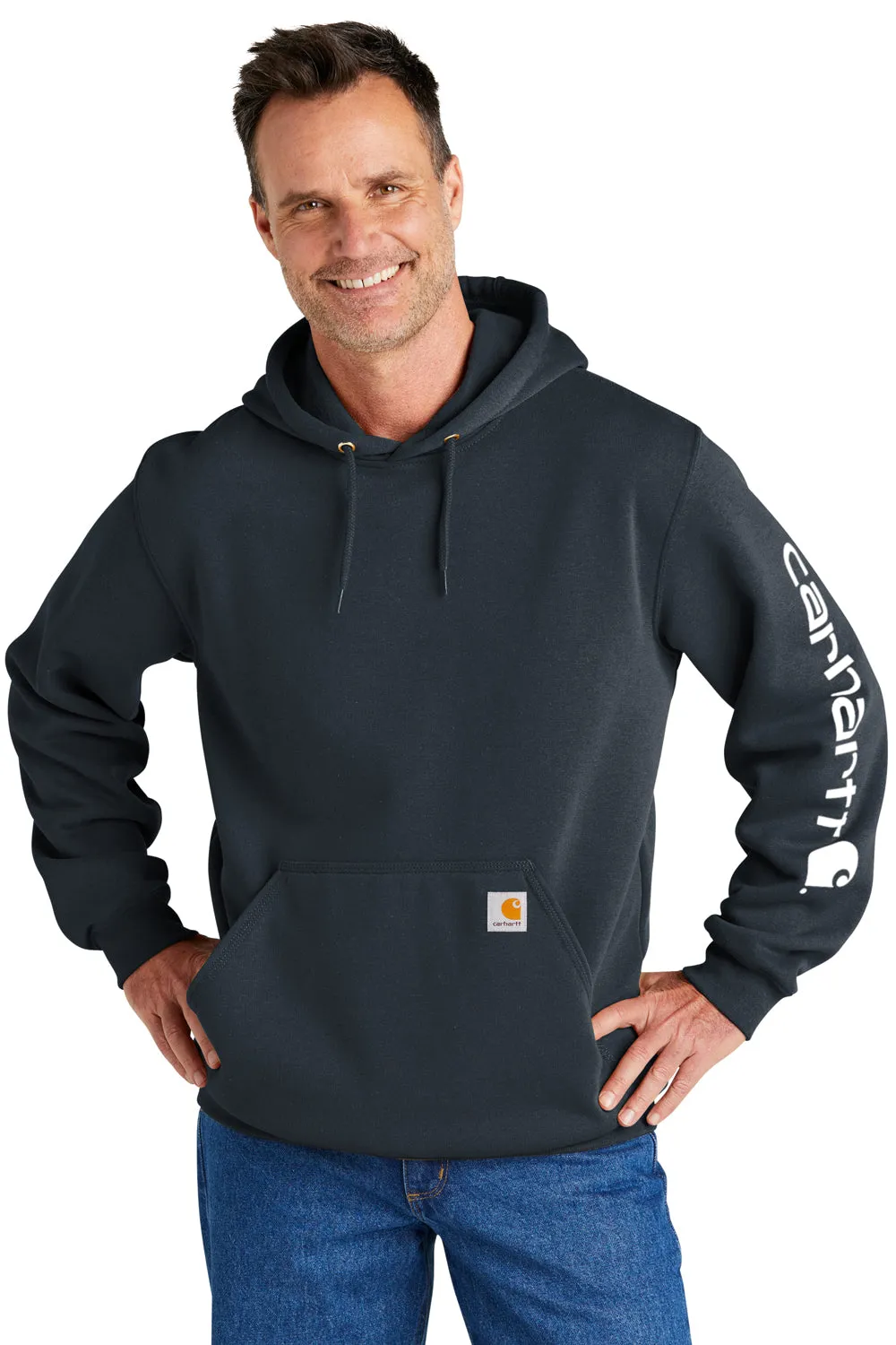 Carhartt Mens Hooded Sweatshirt Hoodie w/ Pouch Pocket - New Navy Blue