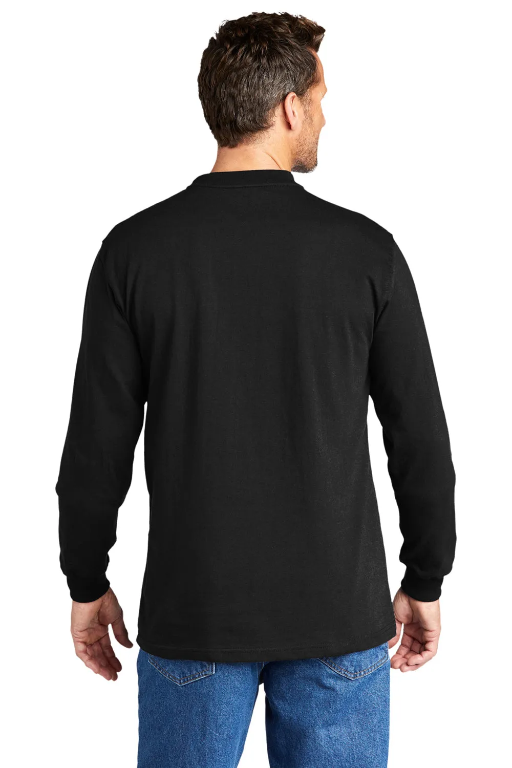 Carhartt Mens Long Sleeve Henley T-Shirt w/ Pocket - Black
