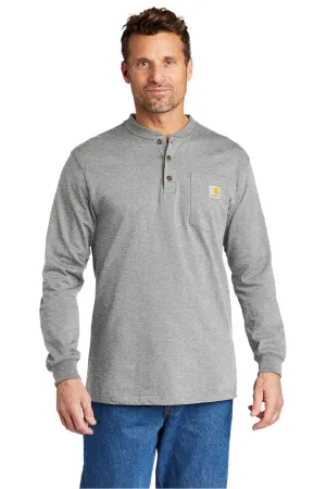 Carhartt Mens Long Sleeve Henley T-Shirt w/ Pocket - Heather Grey