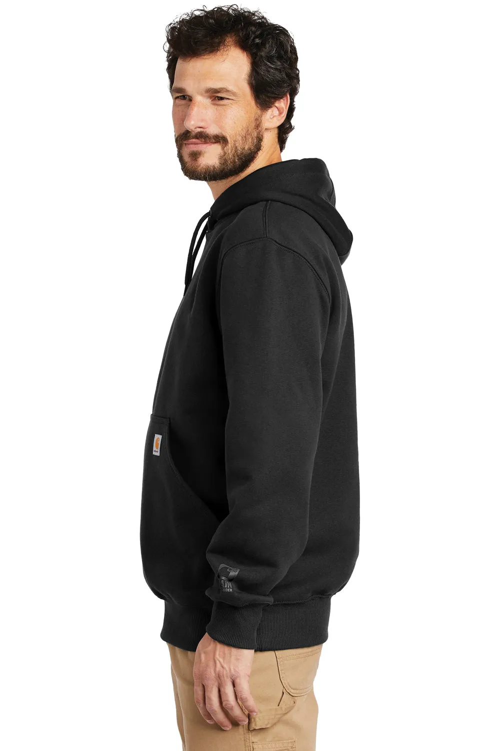Carhartt Mens Paxton Rain Defender Water Resistant Hooded Sweatshirt Hoodie w/ Pouch Pocket - Black