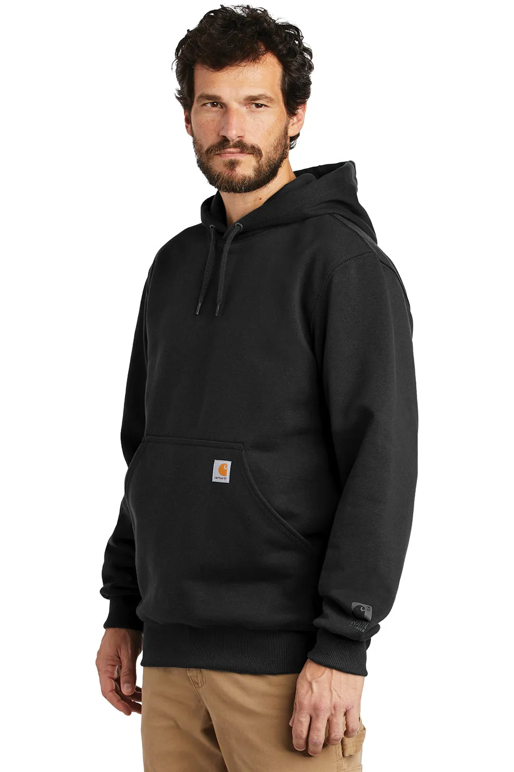Carhartt Mens Paxton Rain Defender Water Resistant Hooded Sweatshirt Hoodie w/ Pouch Pocket - Black