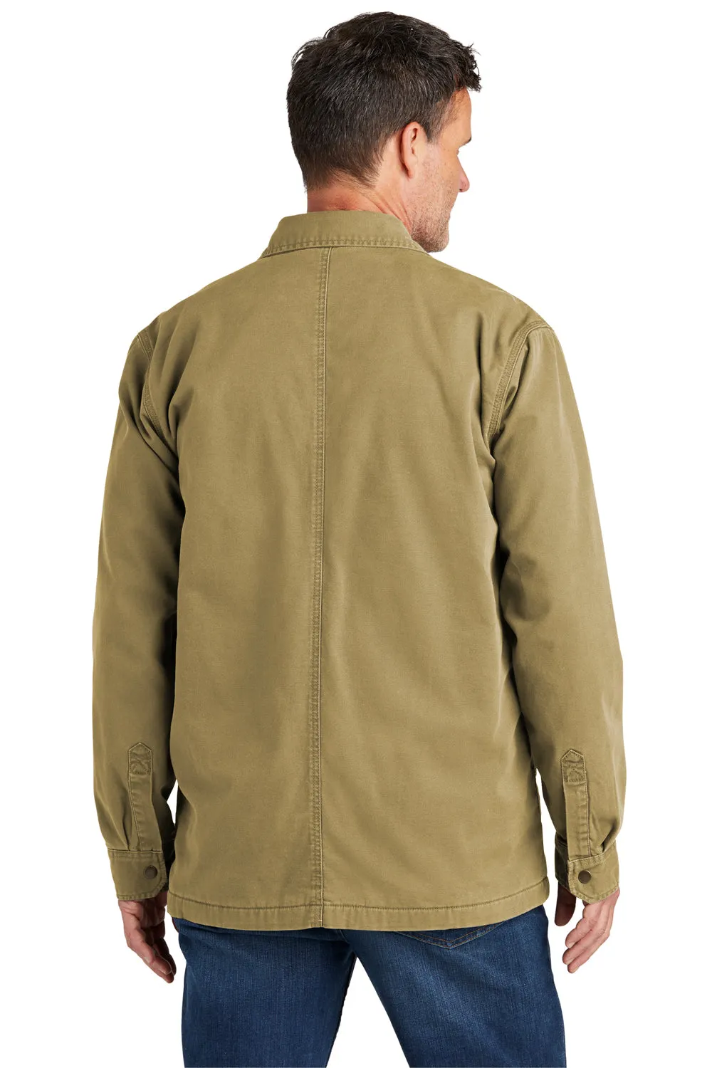 Carhartt Mens Rugged Flex Fleece Lined Button Down Shirt Jacket - Dark Khaki Brown