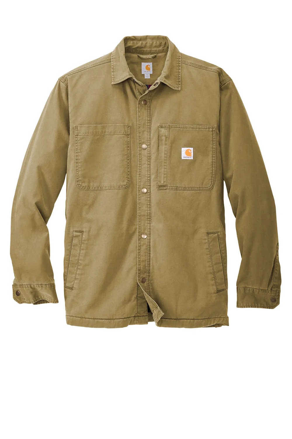 Carhartt Mens Rugged Flex Fleece Lined Button Down Shirt Jacket - Dark Khaki Brown