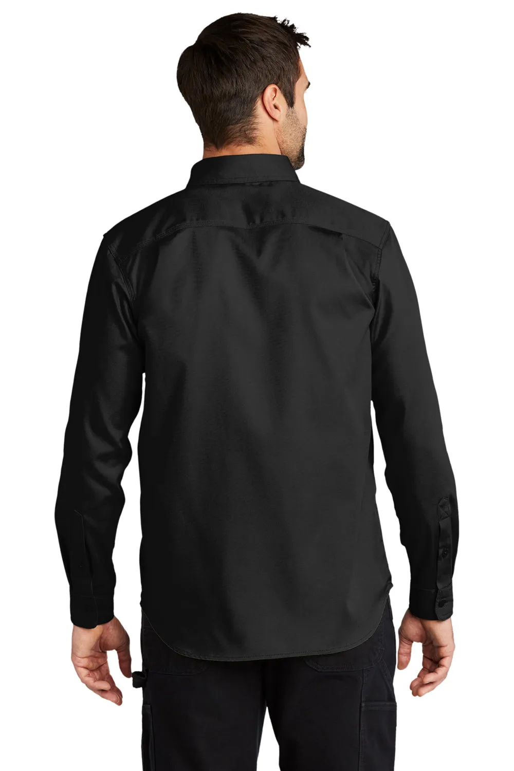 Carhartt Mens Rugged Professional Series Wrinkle Resistant Long Sleeve Button Down Shirt w/ Pocket - Black
