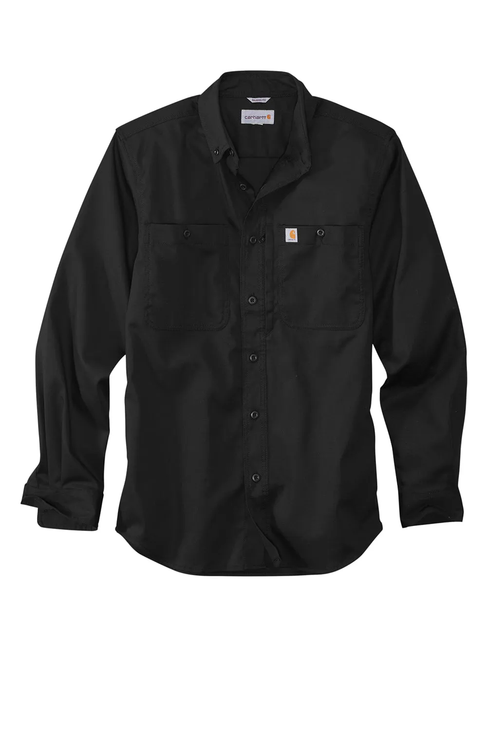 Carhartt Mens Rugged Professional Series Wrinkle Resistant Long Sleeve Button Down Shirt w/ Pocket - Black