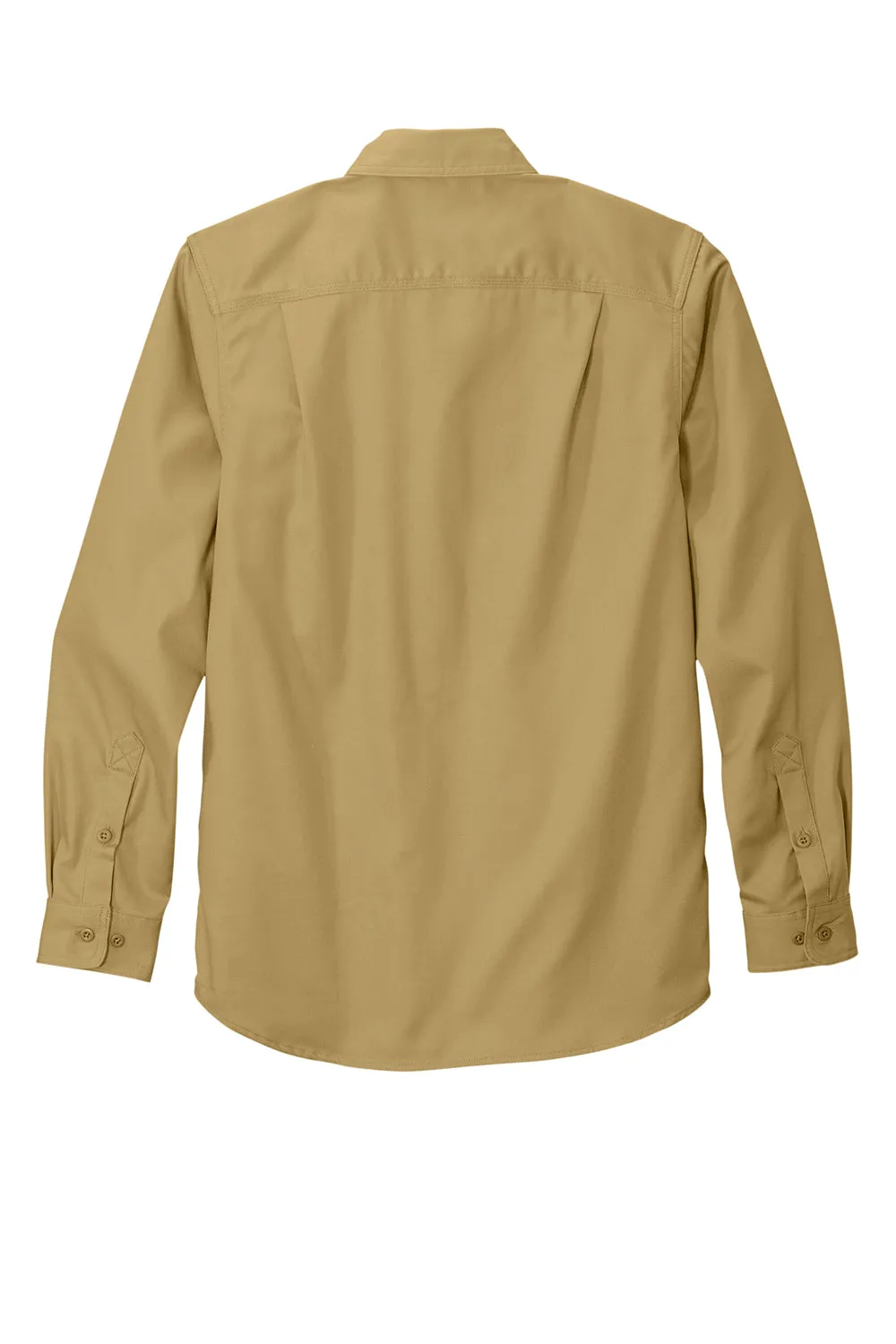 Carhartt Mens Rugged Professional Series Wrinkle Resistant Long Sleeve Button Down Shirt w/ Pocket - Dark Khaki Brown