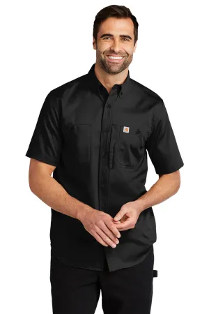 Carhartt Mens Rugged Professional Series Wrinkle Resistant Short Sleeve Button Down Shirt w/ Pocket - Black
