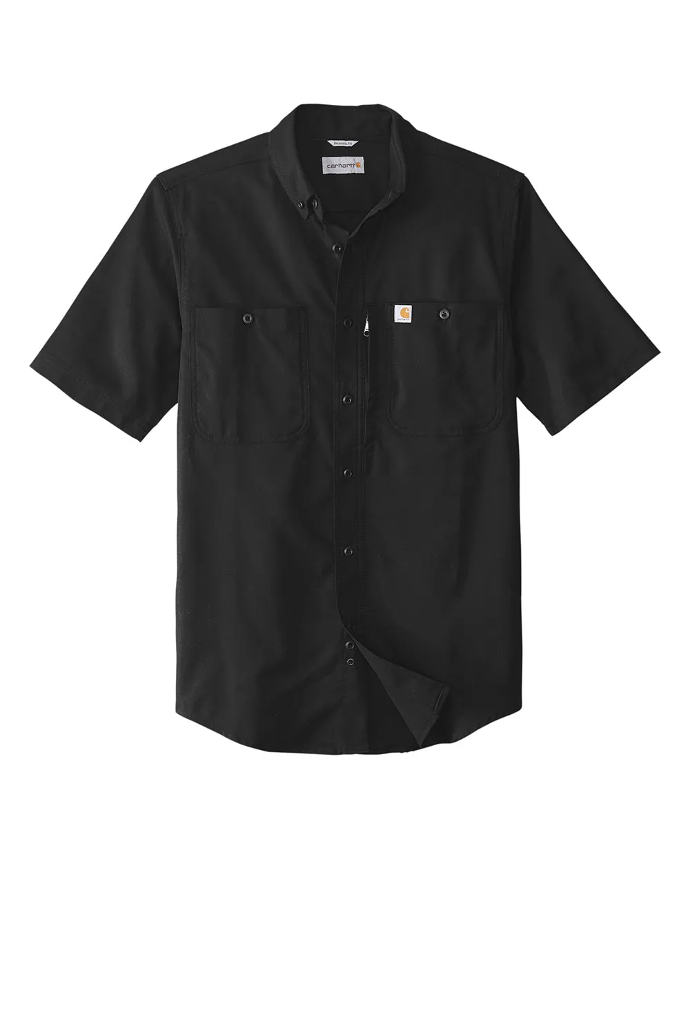 Carhartt Mens Rugged Professional Series Wrinkle Resistant Short Sleeve Button Down Shirt w/ Pocket - Black