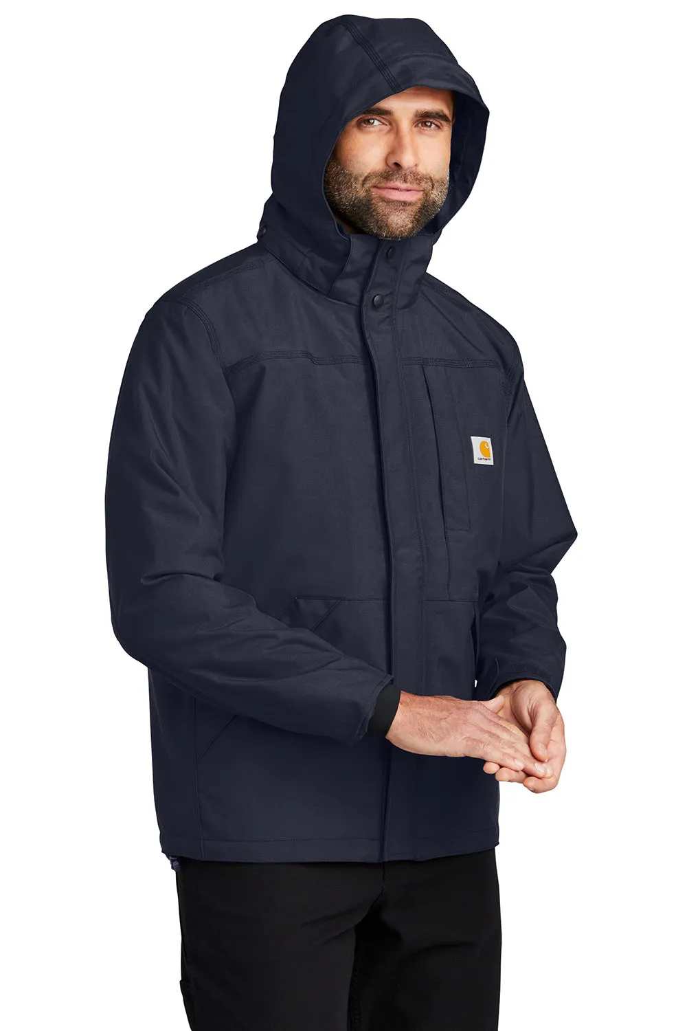 Carhartt Mens Storm Defender Shoreline Waterproof Full Zip Hooded Jacket - Navy Blue