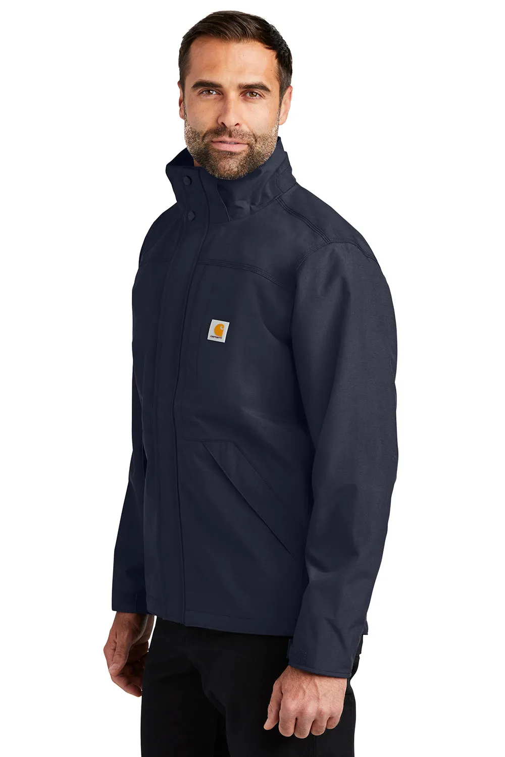 Carhartt Mens Storm Defender Shoreline Waterproof Full Zip Hooded Jacket - Navy Blue