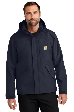 Carhartt Mens Storm Defender Shoreline Waterproof Full Zip Hooded Jacket - Navy Blue