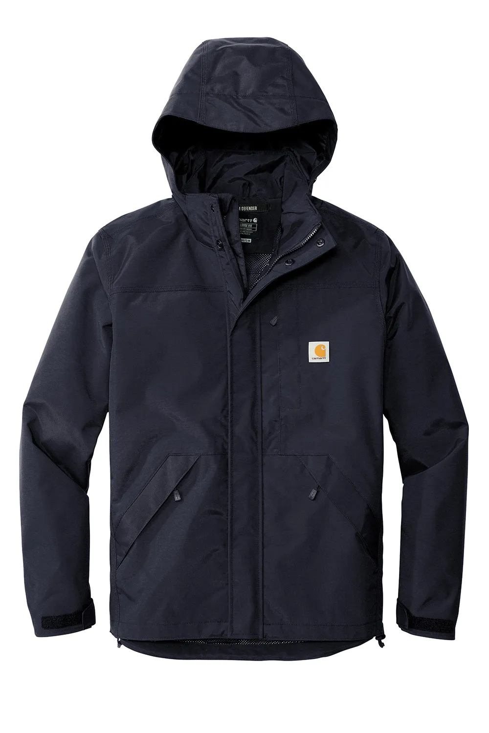 Carhartt Mens Storm Defender Shoreline Waterproof Full Zip Hooded Jacket - Navy Blue