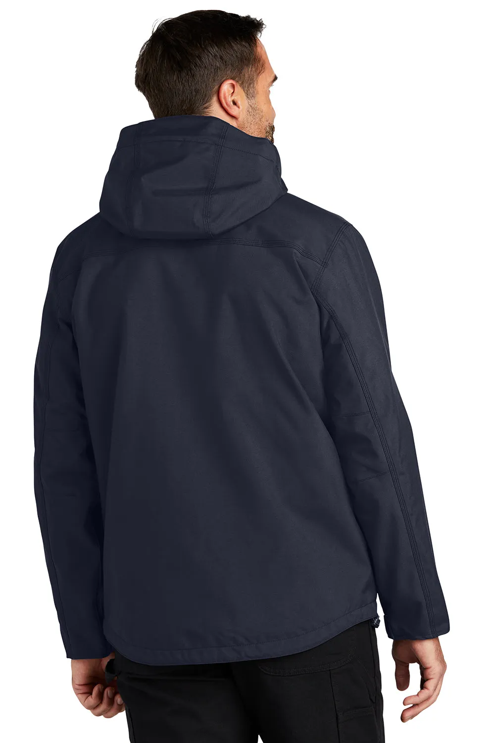 Carhartt Mens Storm Defender Shoreline Waterproof Full Zip Hooded Jacket - Navy Blue