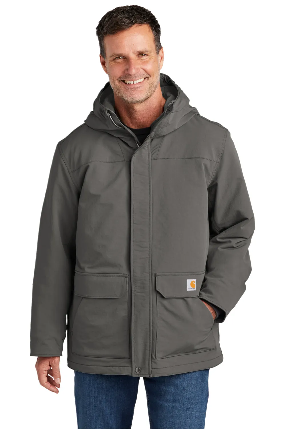 Carhartt Mens Super Dux Wind & Water Resistant Full Zip Hooded Jacket - Gravel Grey